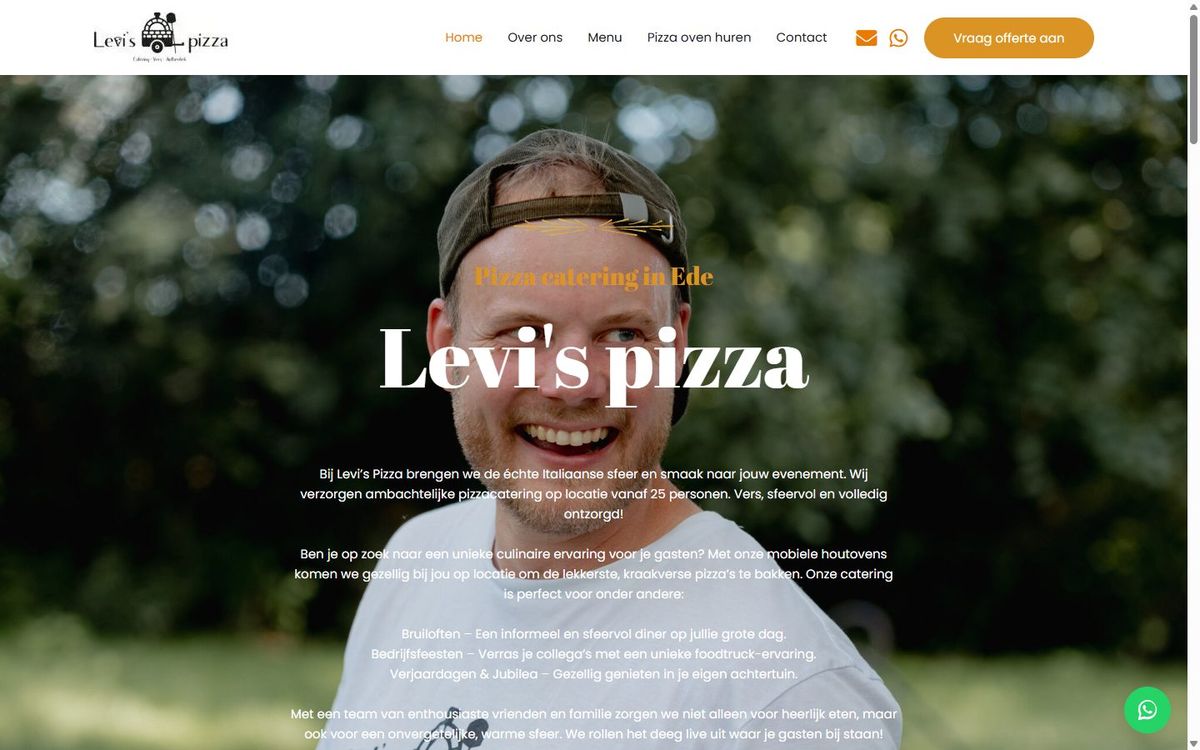 Homepage van Levi's Pizza